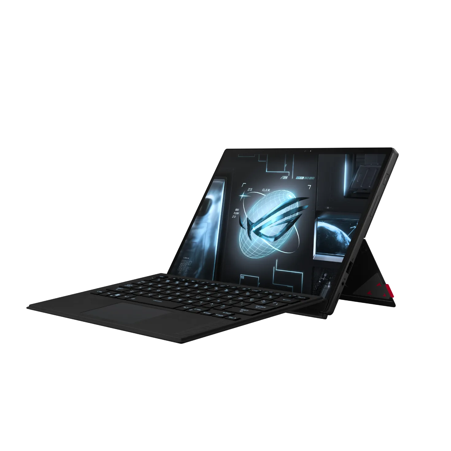 Ảnh render ROG Flow Z13 2025 thể hiện thiết kế dạng tablet và chân đế