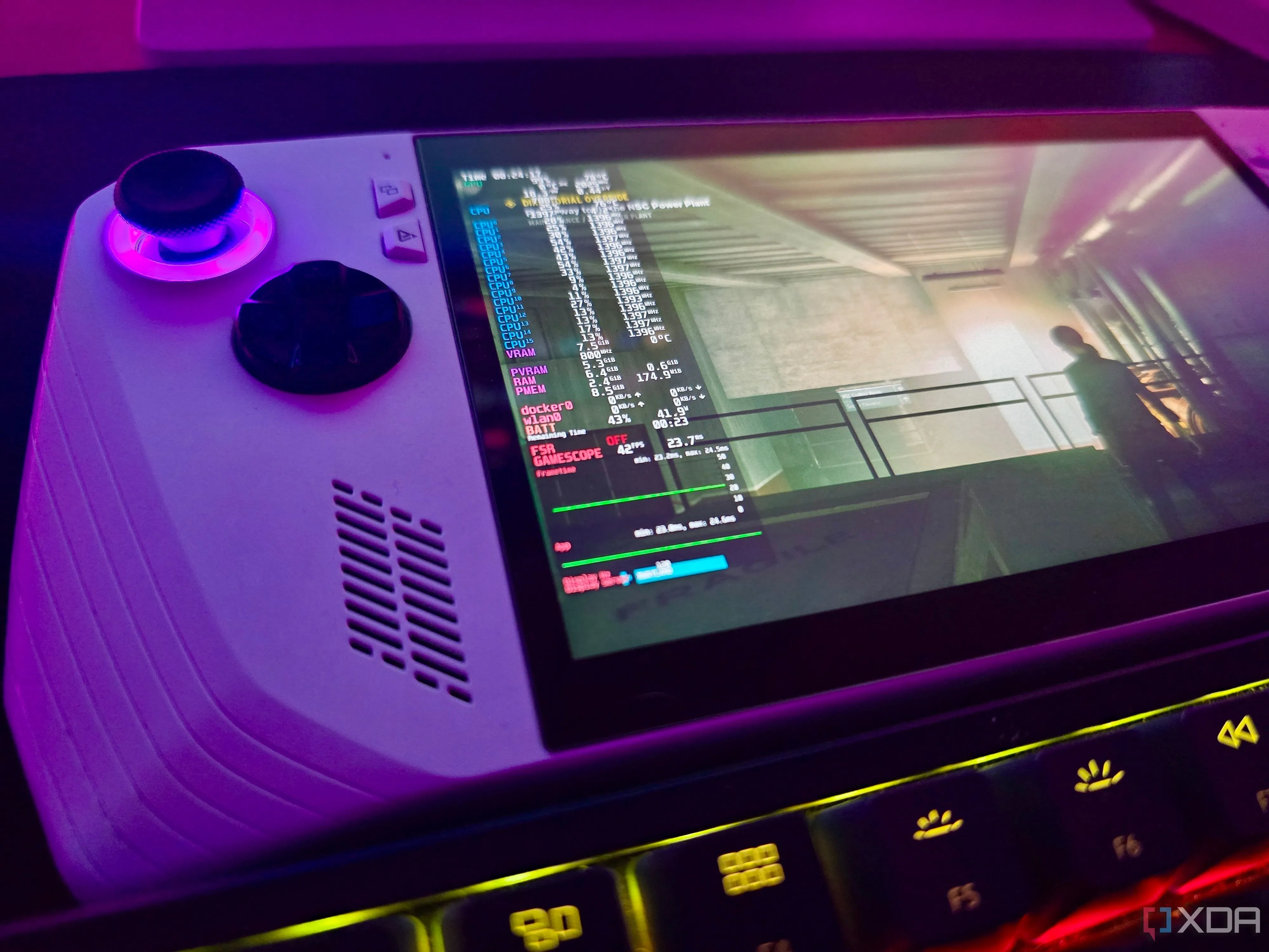 Asus ROG Ally đang chạy game Control, thể hiện khả năng chơi game mạnh mẽ ở chế độ cầm tay