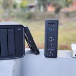 Ba thiết bị NAS (TerraMaster F4-424 Max, F8 SSD Plus, Aiffro K100) đặt cạnh nhau