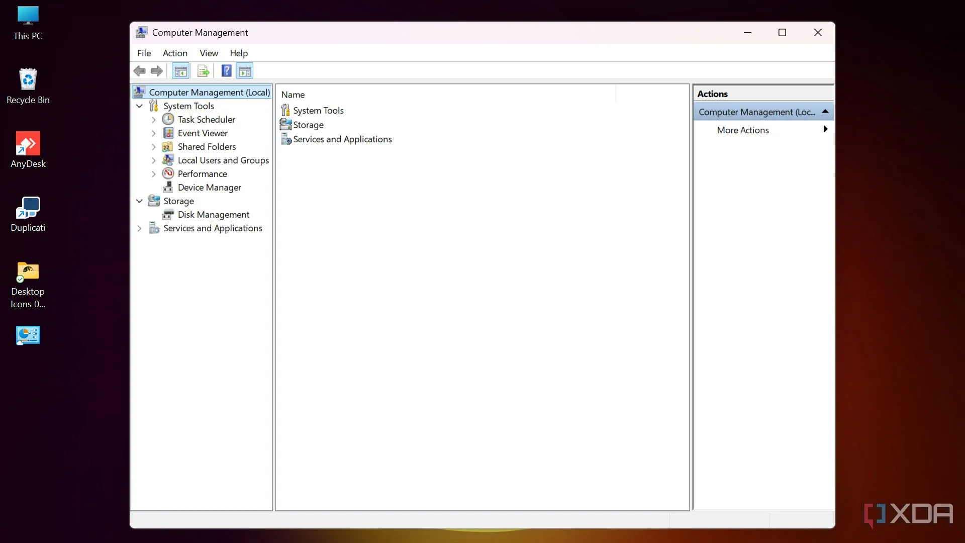 Bảng điều khiển Quản lý Máy tính Windows