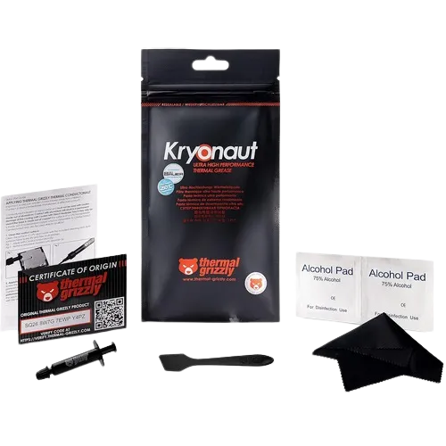 Bao bì keo tản nhiệt Thermal Grizzly Kryonaut kèm miếng lau cồn và dụng cụ trét keo