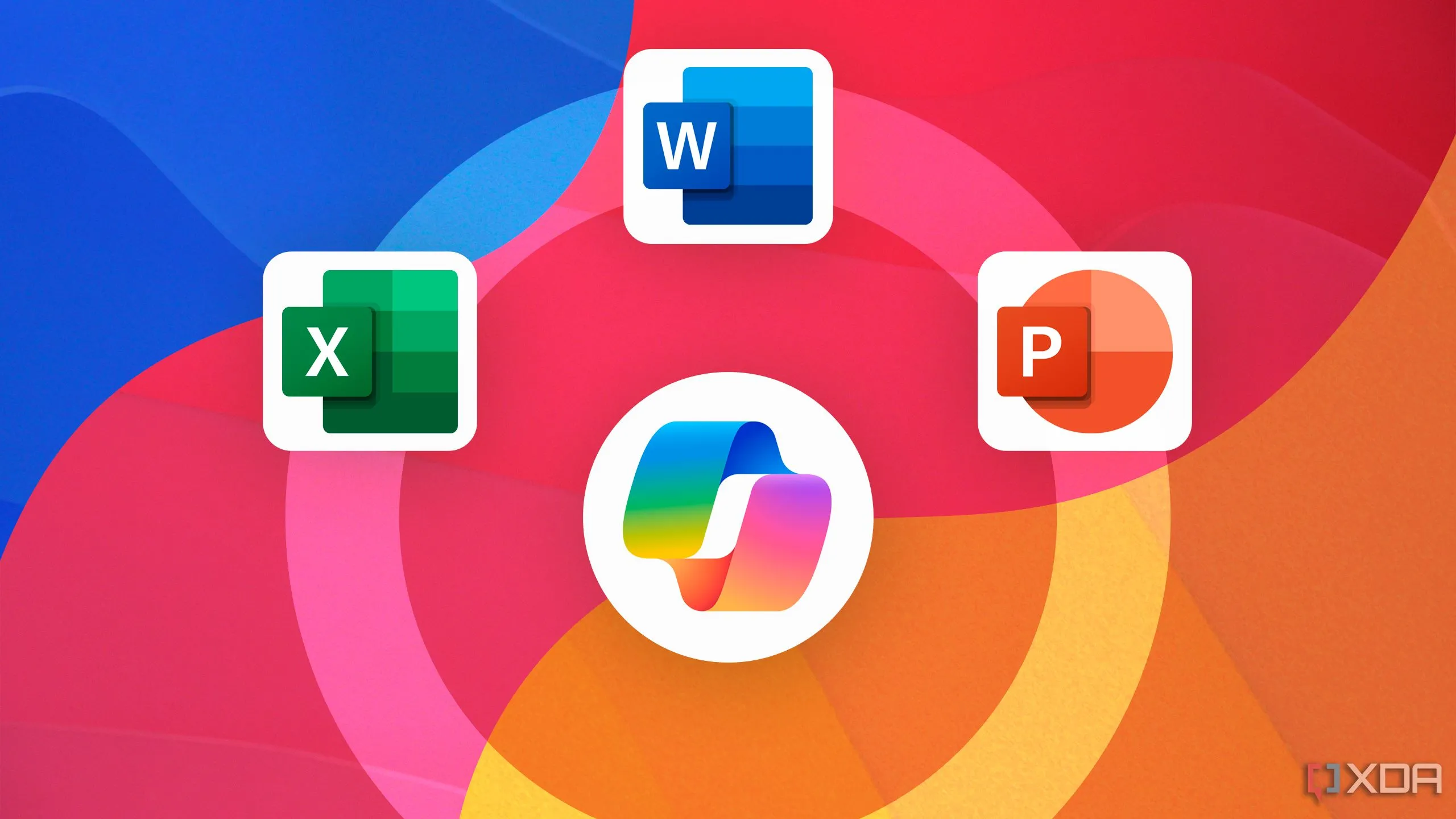Biểu tượng Copilot AI với các ứng dụng Microsoft Office trên giao diện máy tính