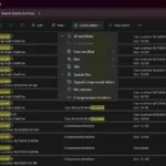Bộ lọc tìm kiếm nâng cao trong File Explorer trên Windows, thể hiện các tùy chọn lọc theo loại tệp hoặc ngày tháng, minh họa hạn chế trong tính năng tìm kiếm mặc định.