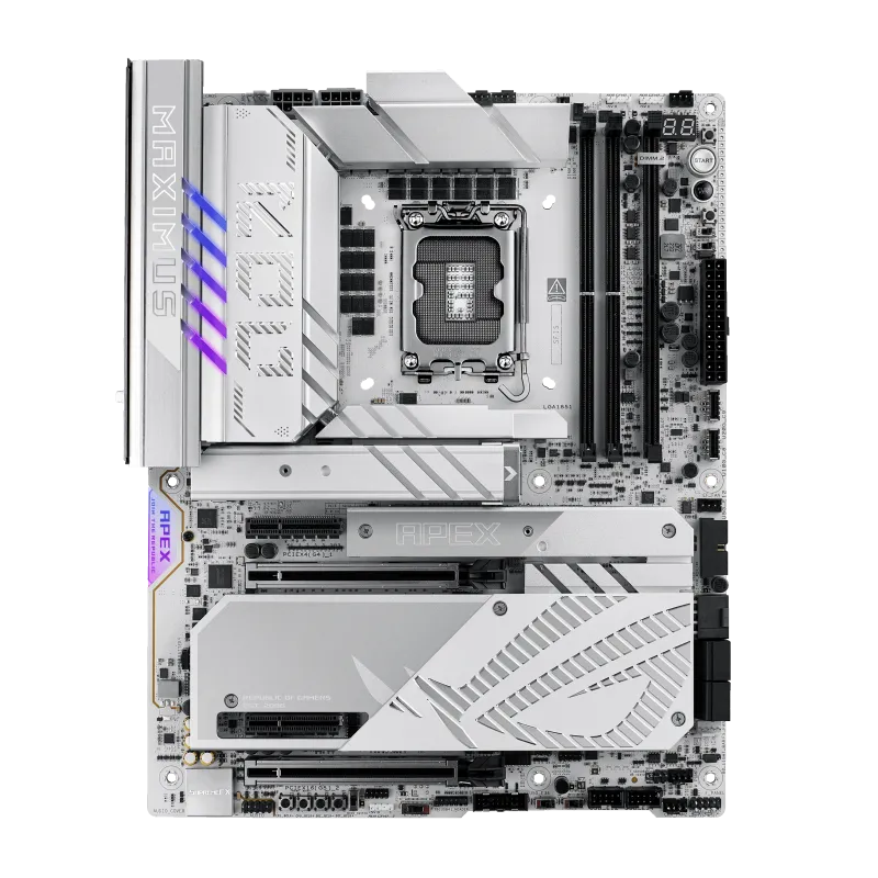 Bo mạch chủ Asus ROG Maximus Z890 Apex, minh họa cho dòng bo mạch chủ cao cấp với thiết kế nổi bật và khả năng ép xung vượt trội.