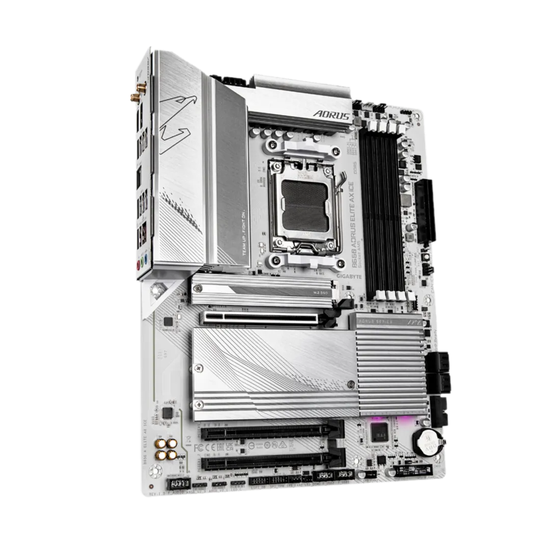 Bo mạch chủ Gigabyte B650 Aorus Elite AX ICE màu trắng, cung cấp đầy đủ tính năng cần thiết cho cấu hình AM5 tầm trung mà không cần chi quá nhiều.