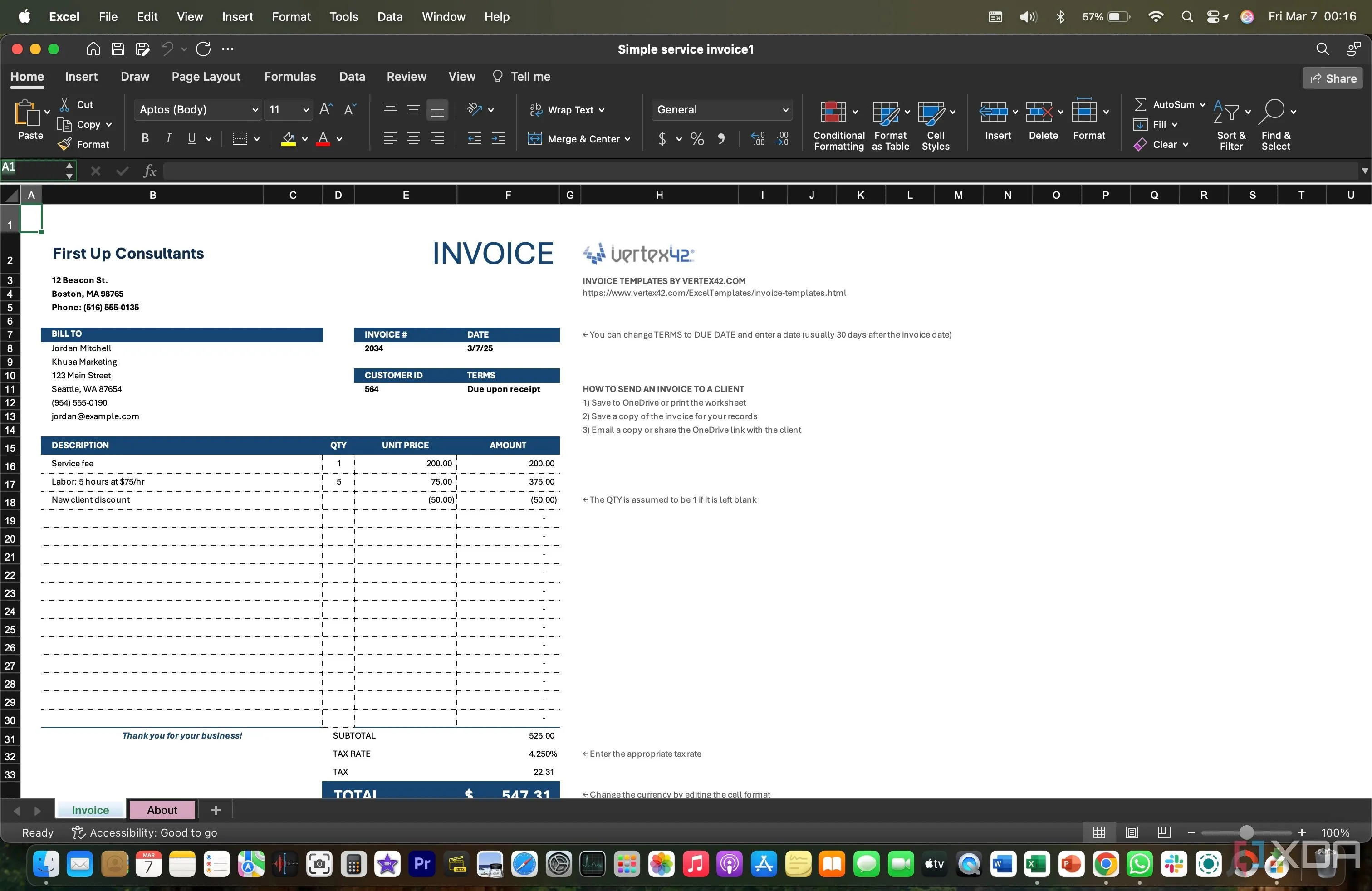 Các mẫu hóa đơn và biểu mẫu sẵn có trong Microsoft Excel.