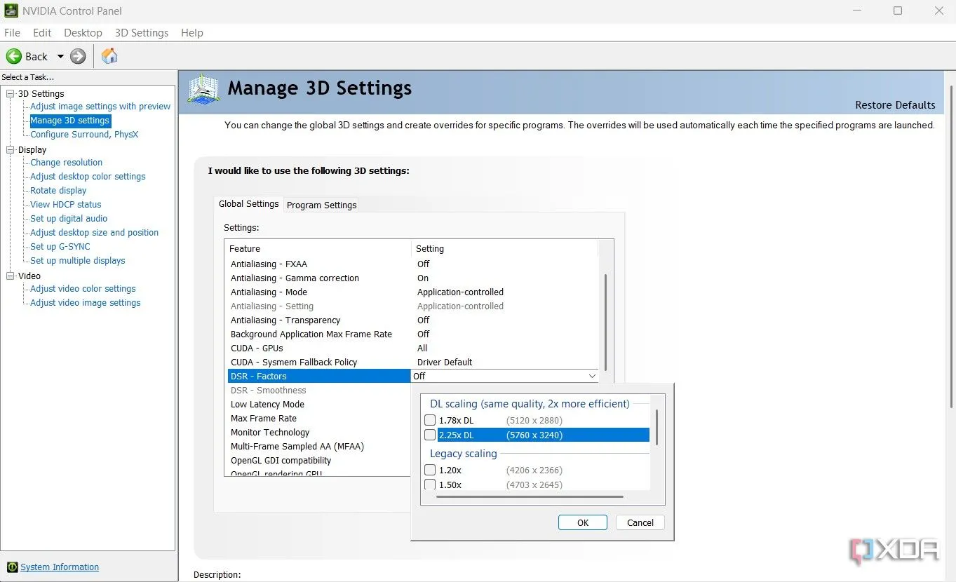 Cài đặt Nvidia DSR trong Nvidia Control Panel