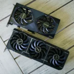 Card đồ họa Gigabyte Nvidia RTX 50 series với các thành phần bên trong, nơi keo tản nhiệt dư thừa có thể rò rỉ.