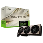 Card đồ họa MSI INSPIRE GeForce RTX 5070 Ti nổi bật với thiết kế tản nhiệt 3 quạt