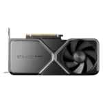 Card đồ họa Nvidia GeForce RTX 4070 Super Founders Edition nhìn từ mặt sau, minh họa thiết kế tản nhiệt.