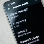 Chi tiết kết nối Wi-Fi 6E 6GHz trên điện thoại Asus Zenfone 8, thể hiện các thông số kỹ thuật