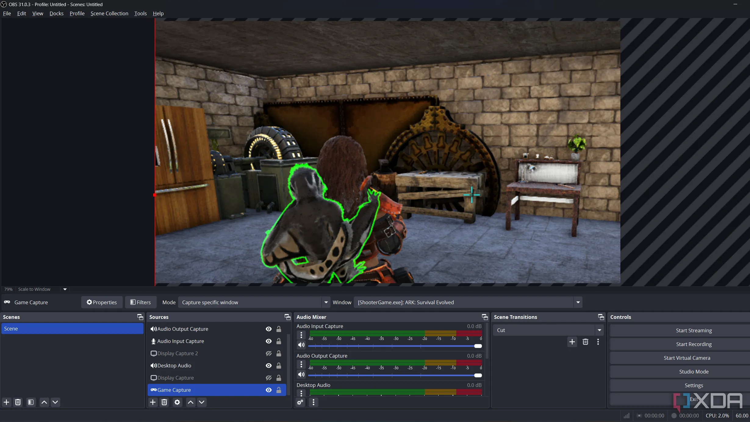Chụp lại cảnh chơi game trong OBS Studio, minh họa khả năng ghi hình chất lượng cao