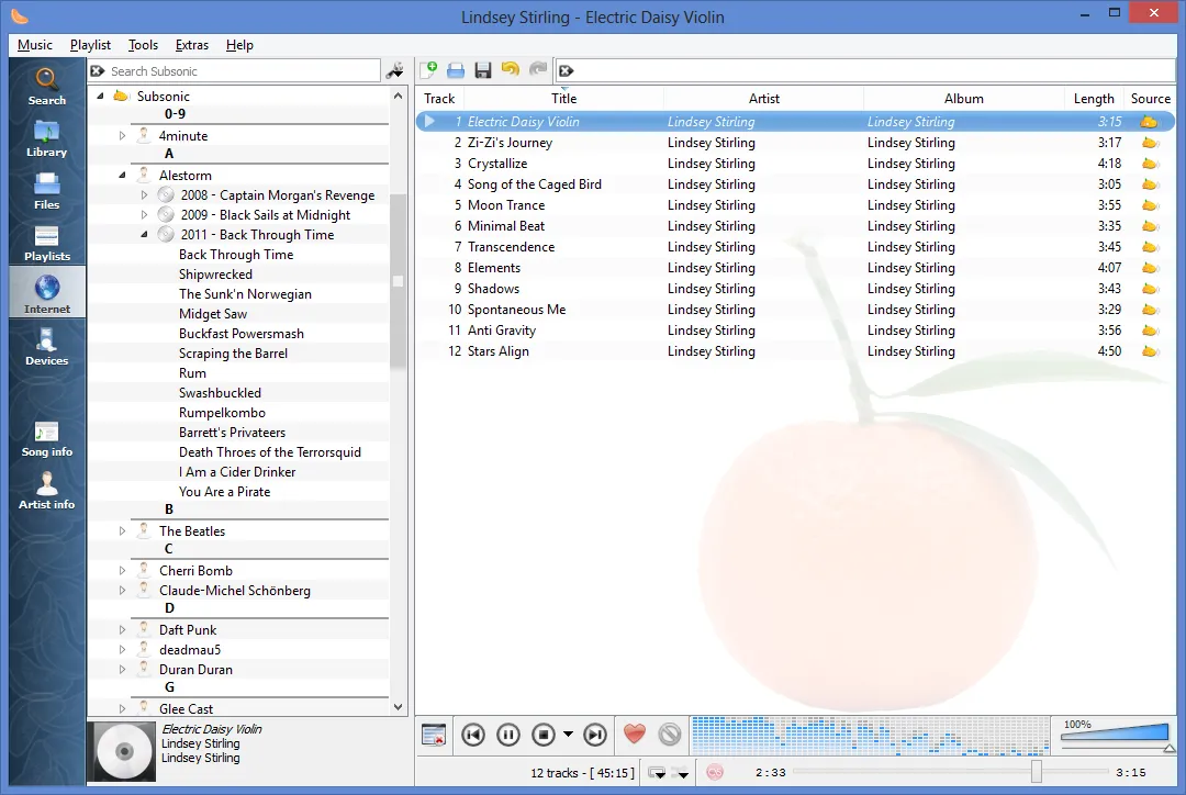Clementine với tính năng tích hợp desktop