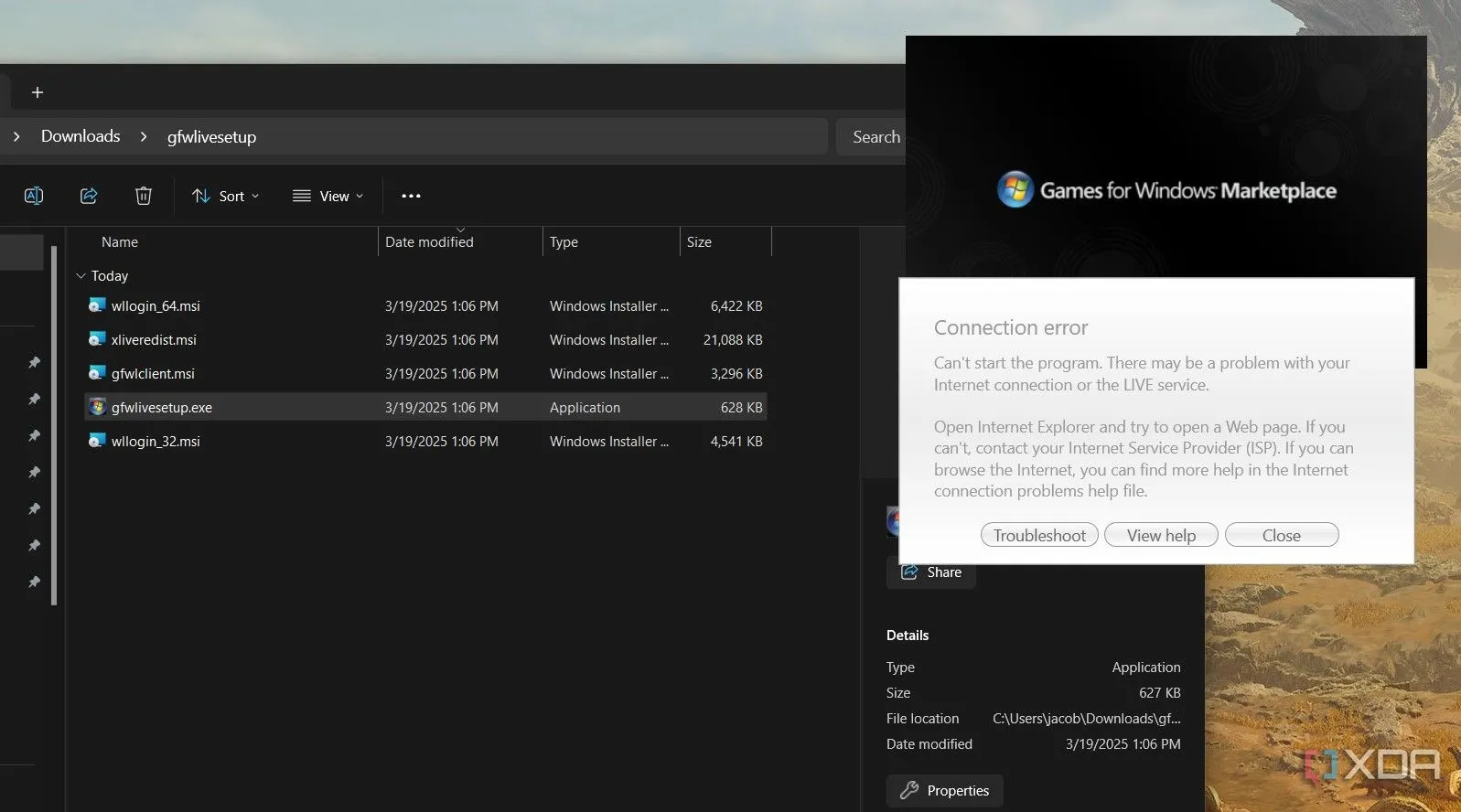 Cửa sổ cài đặt Games for Windows Live (GFWL), biểu tượng cho một trong những thất bại lớn nhất của Microsoft trong việc quản lý game PC và DRM. 