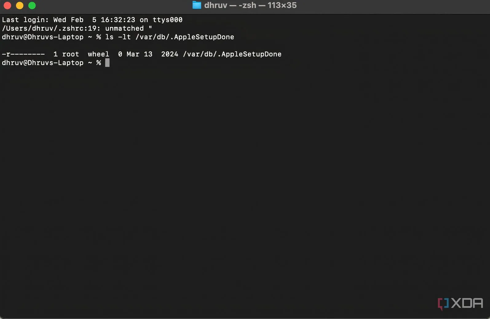 Cửa sổ Terminal trên Mac hiển thị nhật ký hệ thống