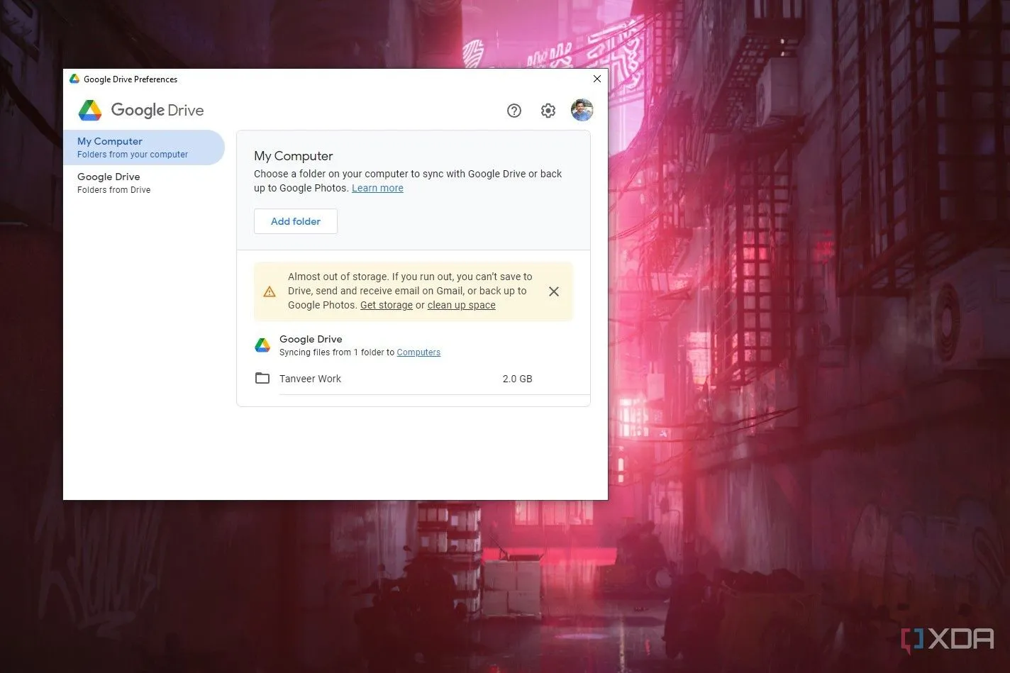 Cửa sổ ứng dụng Google Drive trên màn hình máy tính Windows, minh họa việc sao lưu dữ liệu và tệp tin, bao gồm save game.