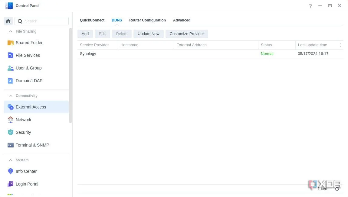 Danh sách cấu hình DDNS trong Synology DSM 7