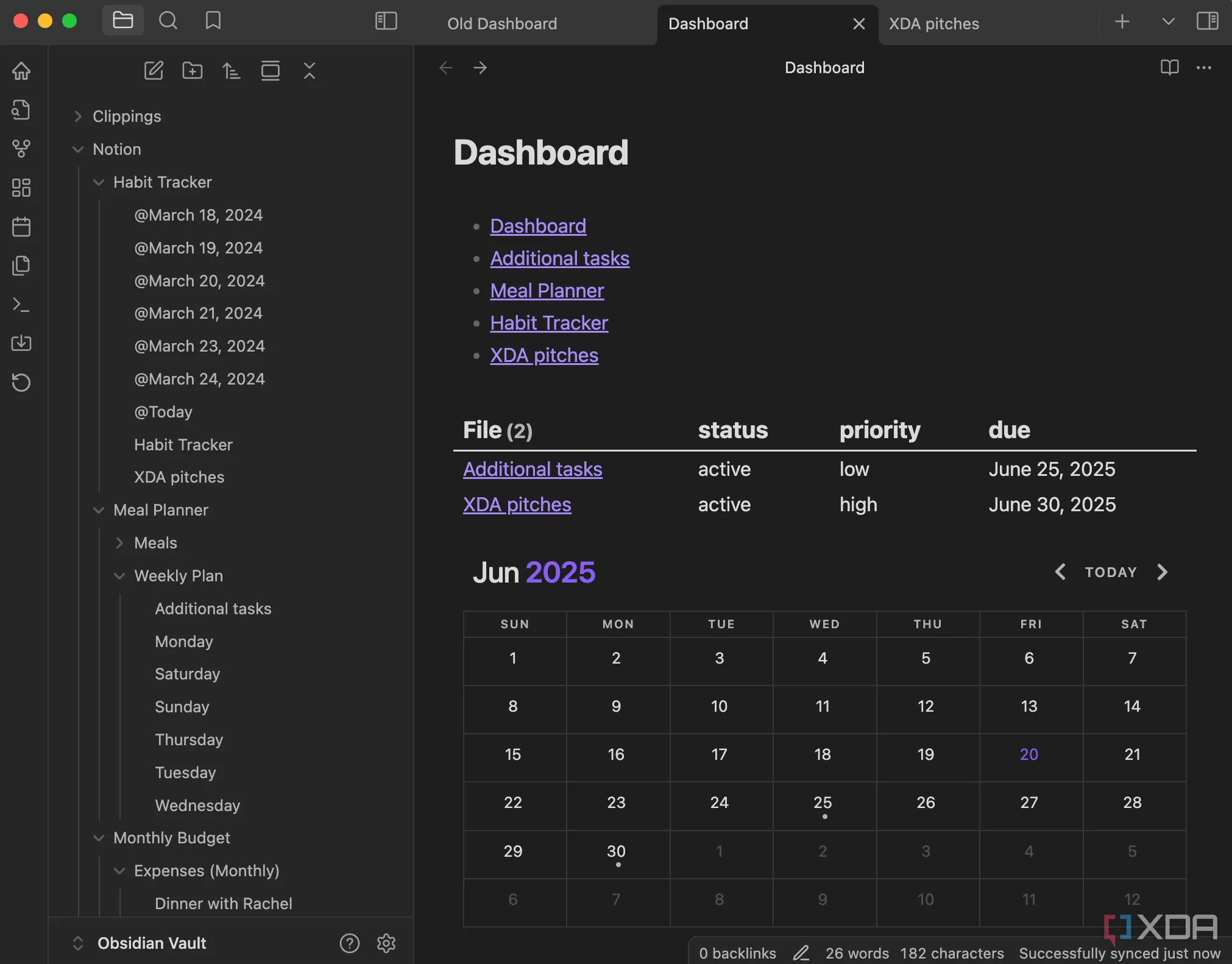 Dashboard Obsidian quản lý công việc và ghi chú tùy chỉnh với Dataview plugin