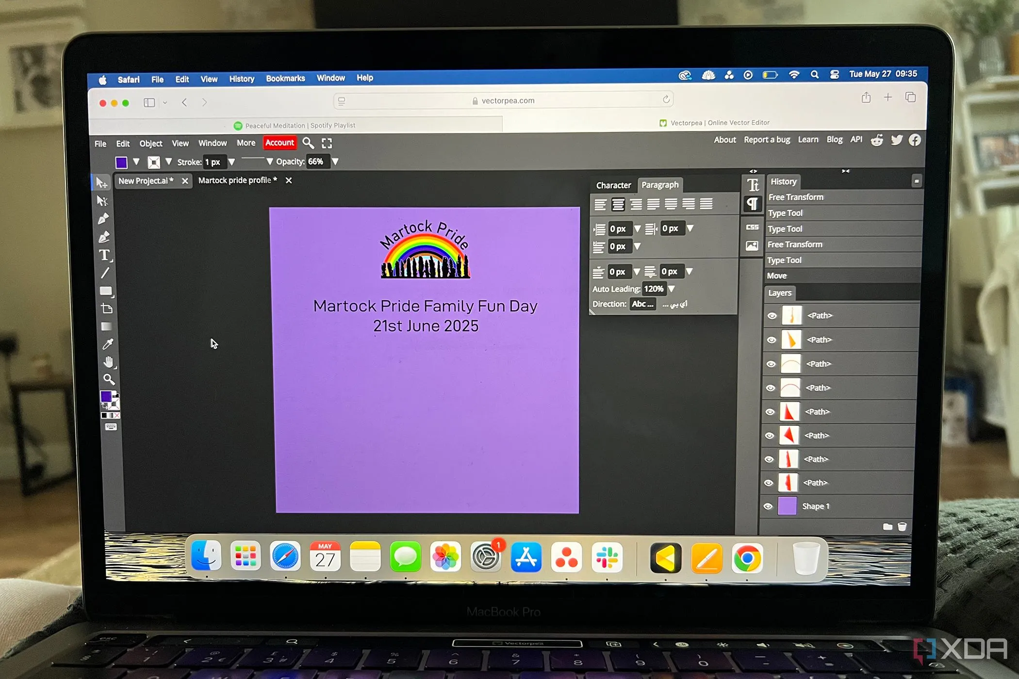 Dự án thiết kế Martock Pride đang mở trên giao diện quen thuộc của Vectorpea