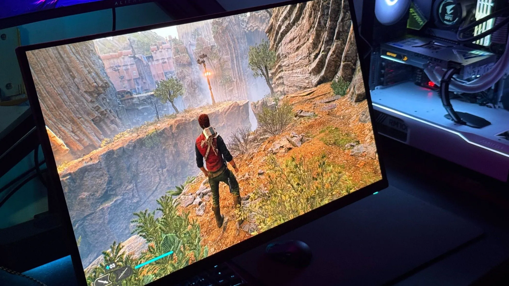Game thủ chơi game trên màn hình