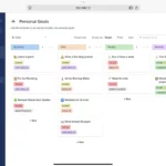 Giao diện Focalboard trên trình duyệt web hiển thị trên máy tính bảng, minh họa khả năng truy cập đa nền tảng cho quản lý dự án cá nhân.