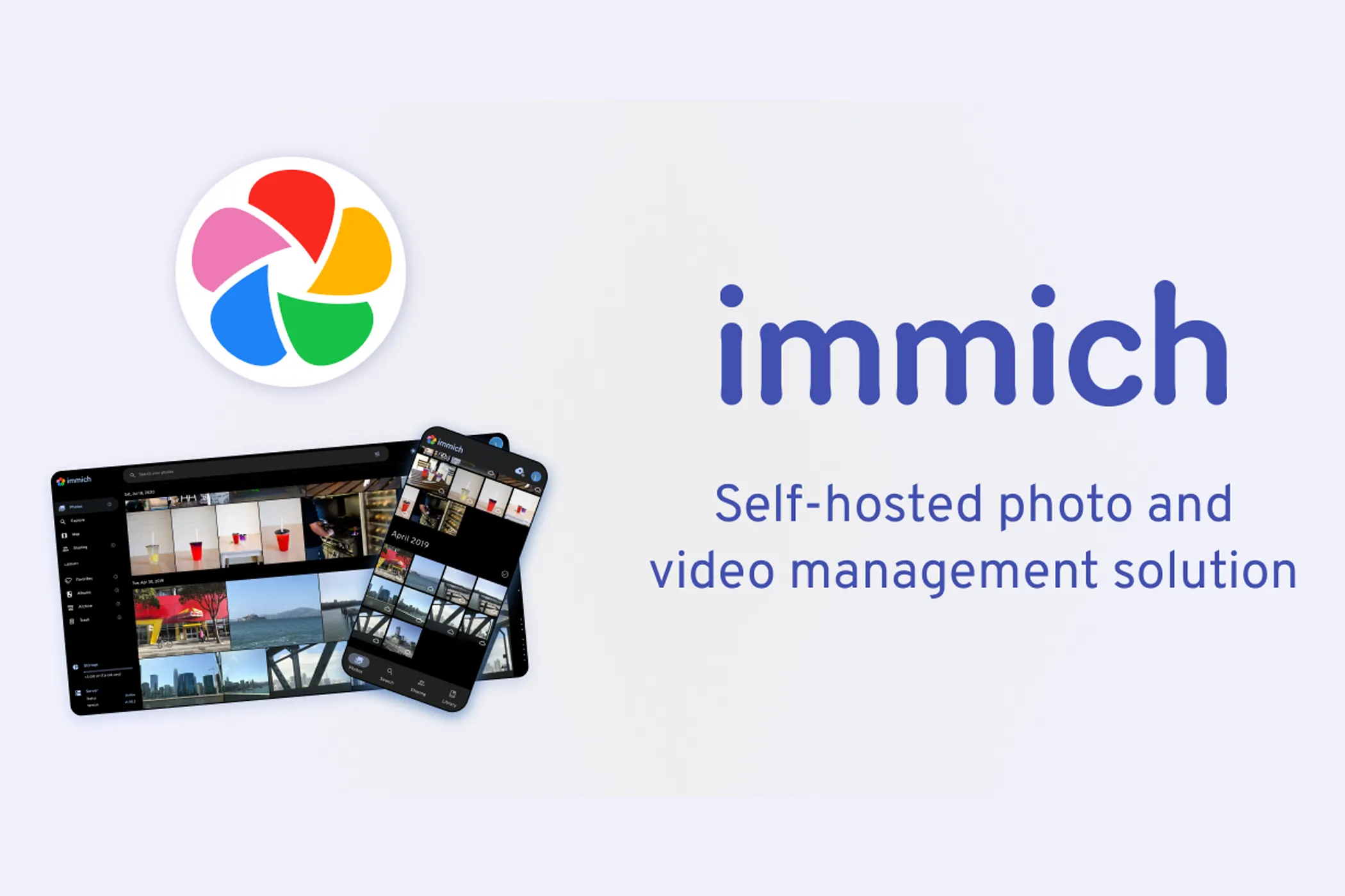 Giao diện Immich trên máy chủ tự lưu trữ hiển thị bộ sưu tập ảnh và video.