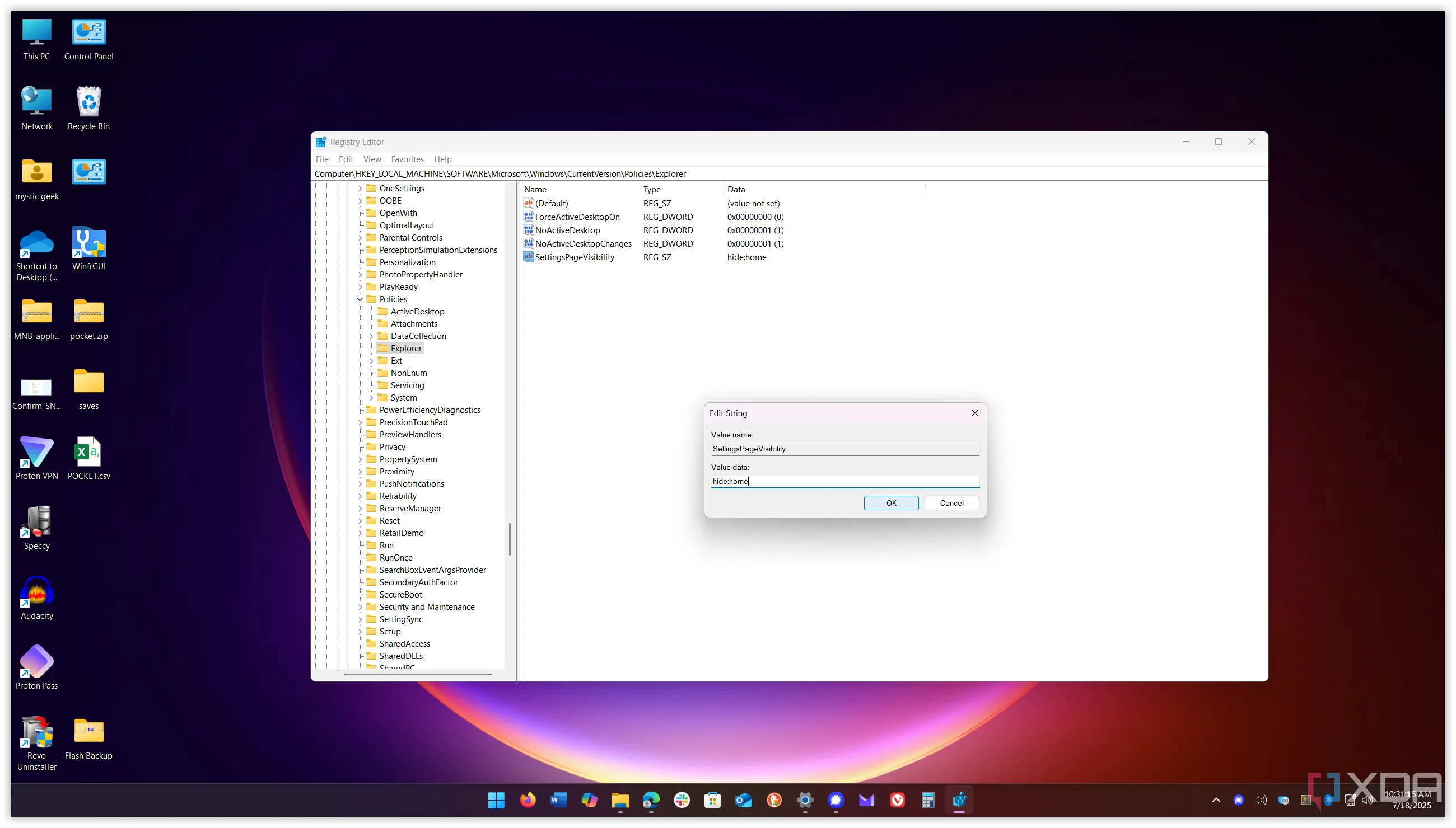 Giao diện minh họa cách tắt trang chủ Settings trên Windows 11
