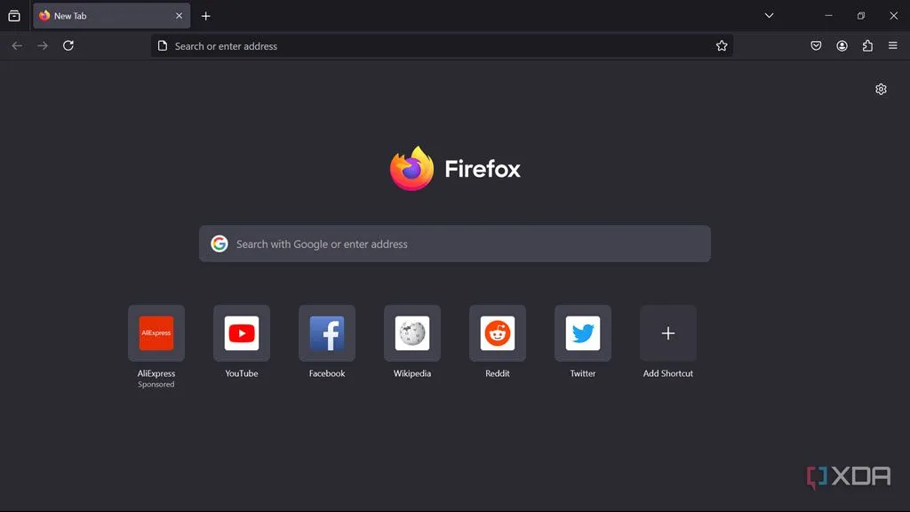 Giao diện người dùng của trình duyệt Firefox Portable