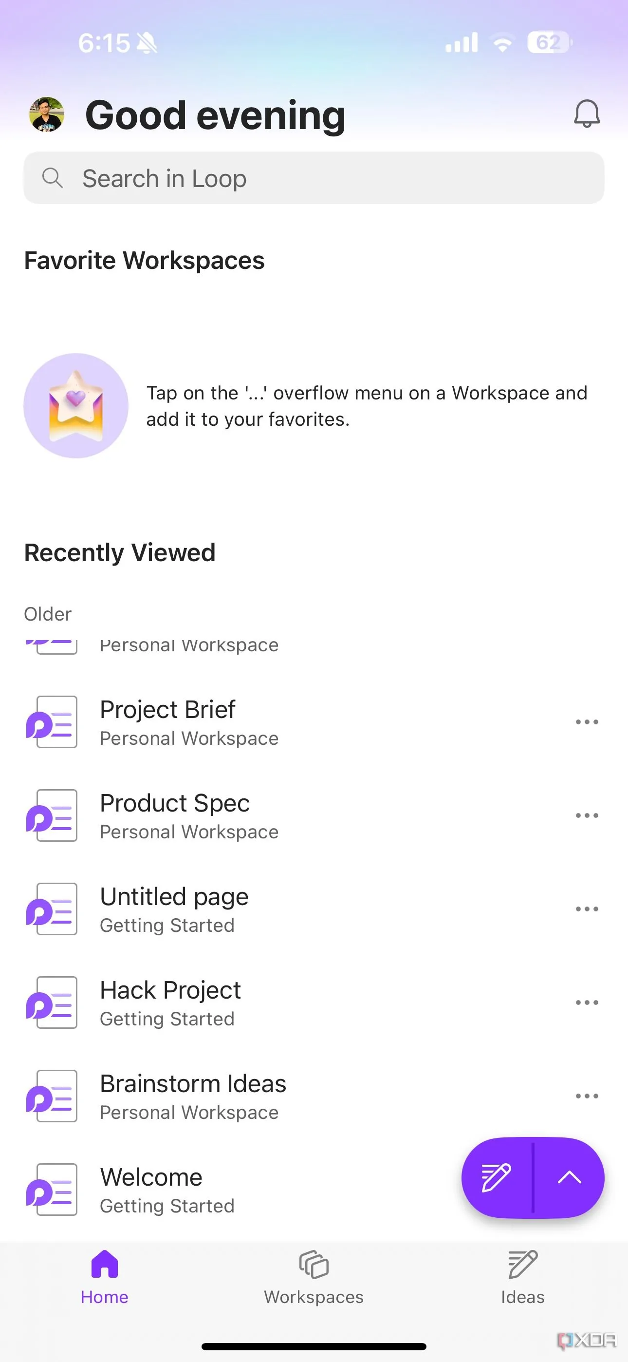 Giao diện người dùng thân thiện của ứng dụng Microsoft Loop trên iOS