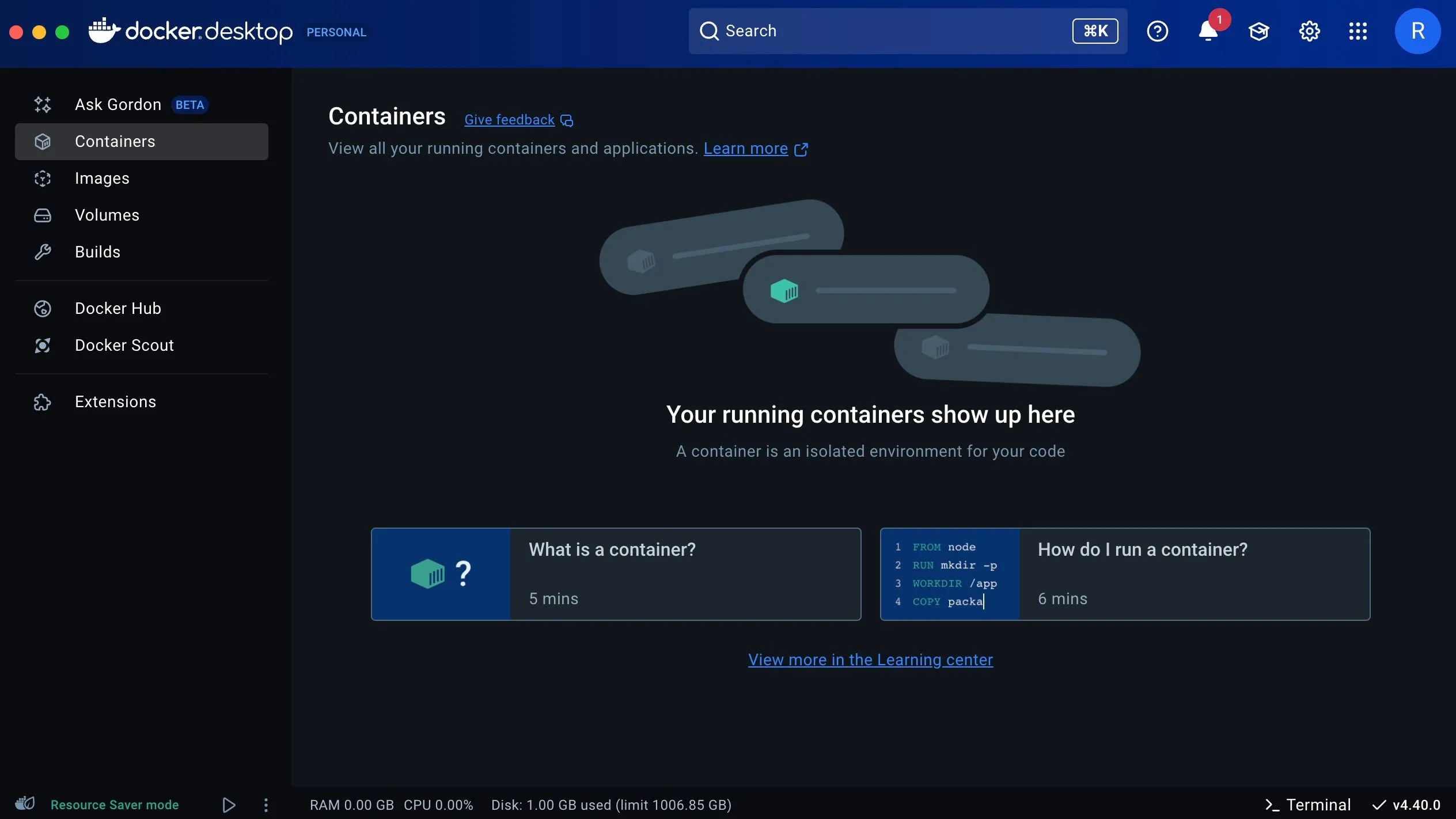 Giao diện người dùng (UI) của Docker, minh họa cách người dùng tương tác với các container Docker trên máy chủ, giúp phân biệt container với máy ảo truyền thống.
