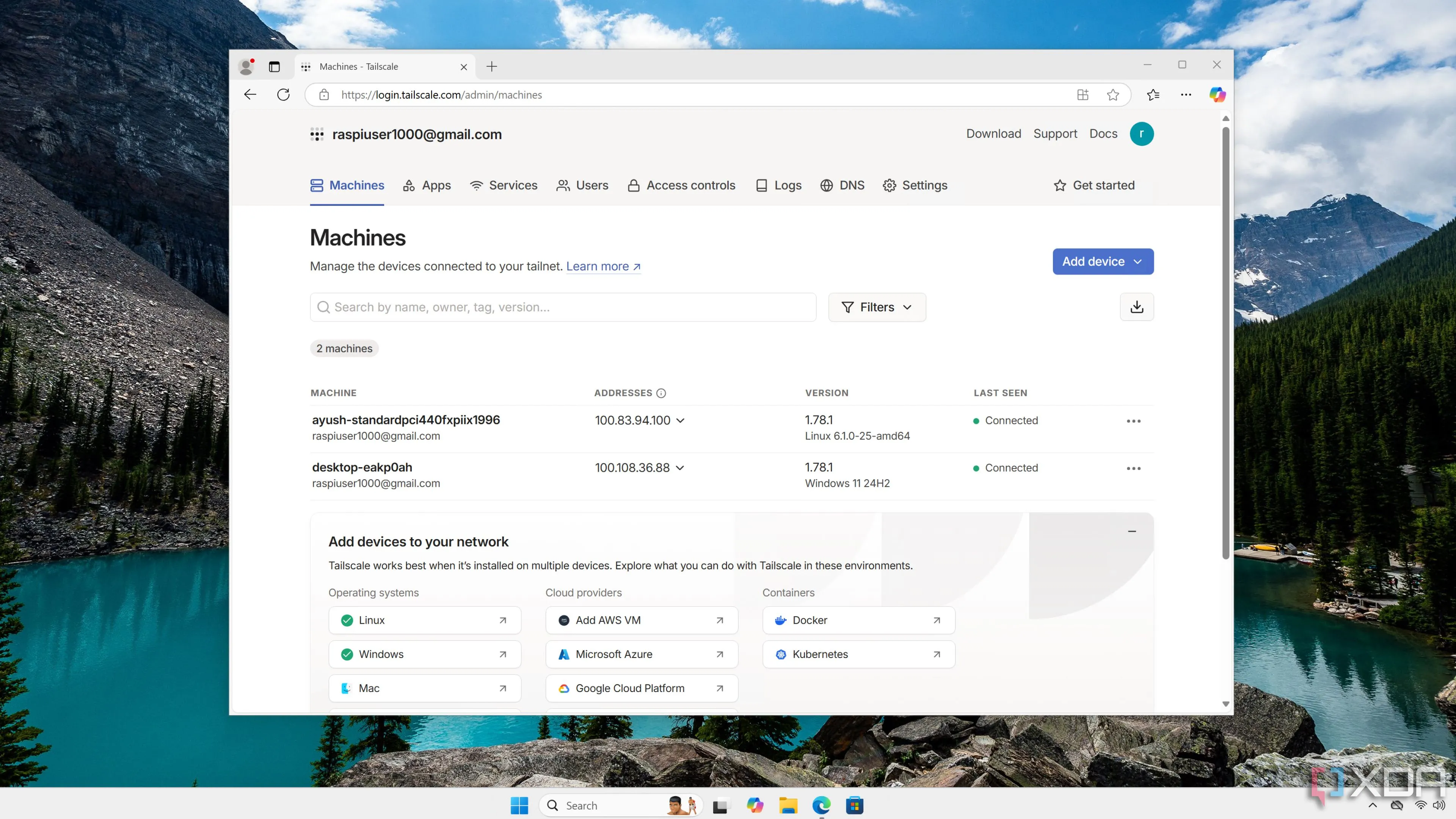 Giao diện người dùng web của Tailscale, giải pháp VPN an toàn