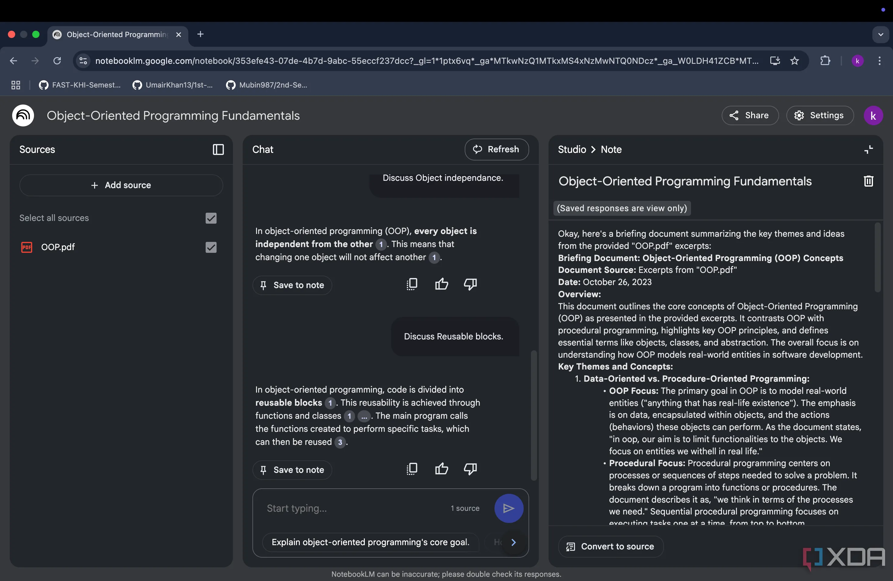 Giao diện NotebookLM trên trình duyệt web
