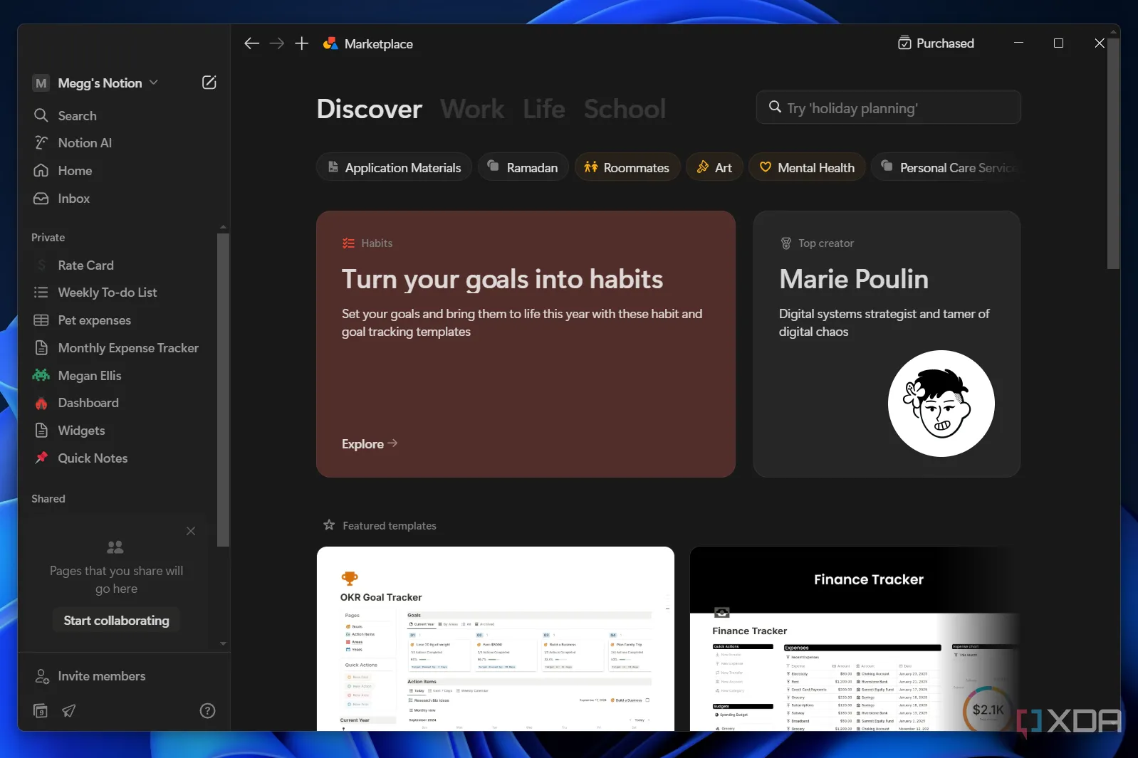 Giao diện Notion Marketplace với kho thư viện template phong phú và dễ dùng