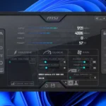 Giao diện phần mềm MSI Afterburner hiển thị nhiệt độ và thông số GPU