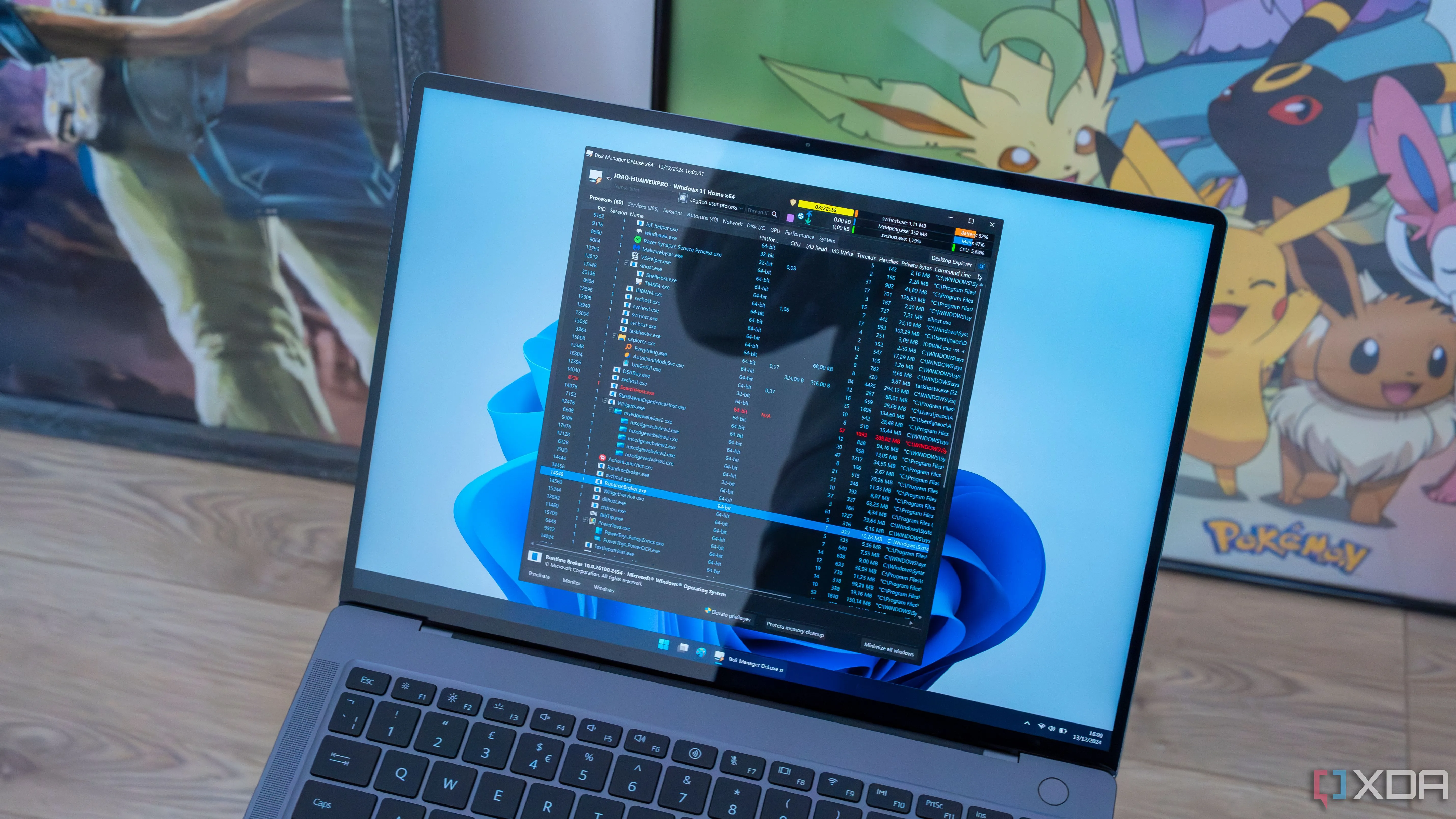 Giao diện Task Manager DeLuxe trên Windows 11 giúp quản lý chương trình gây tiếng ồn laptop