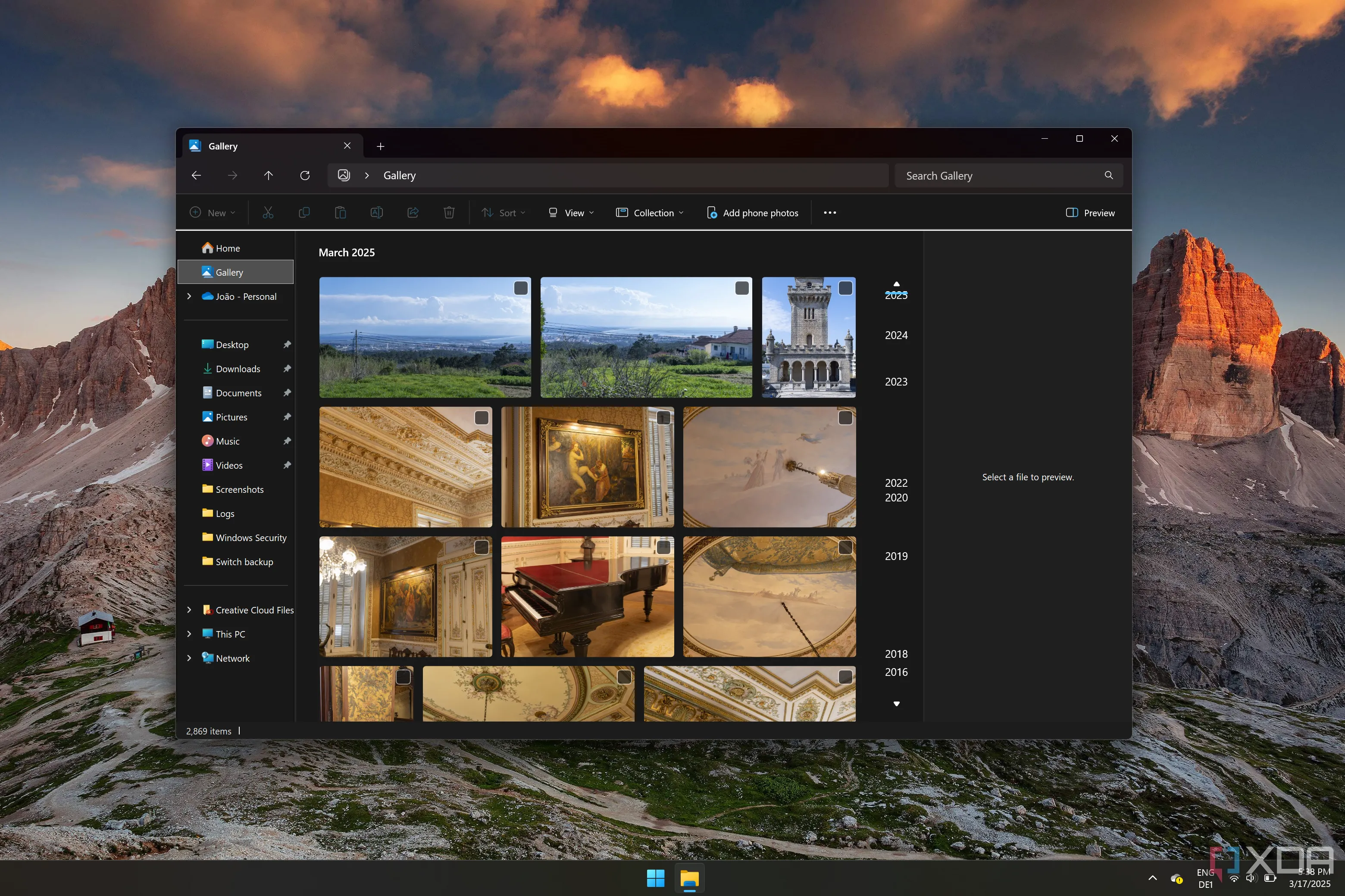 Giao diện Thư viện ảnh trong File Explorer
