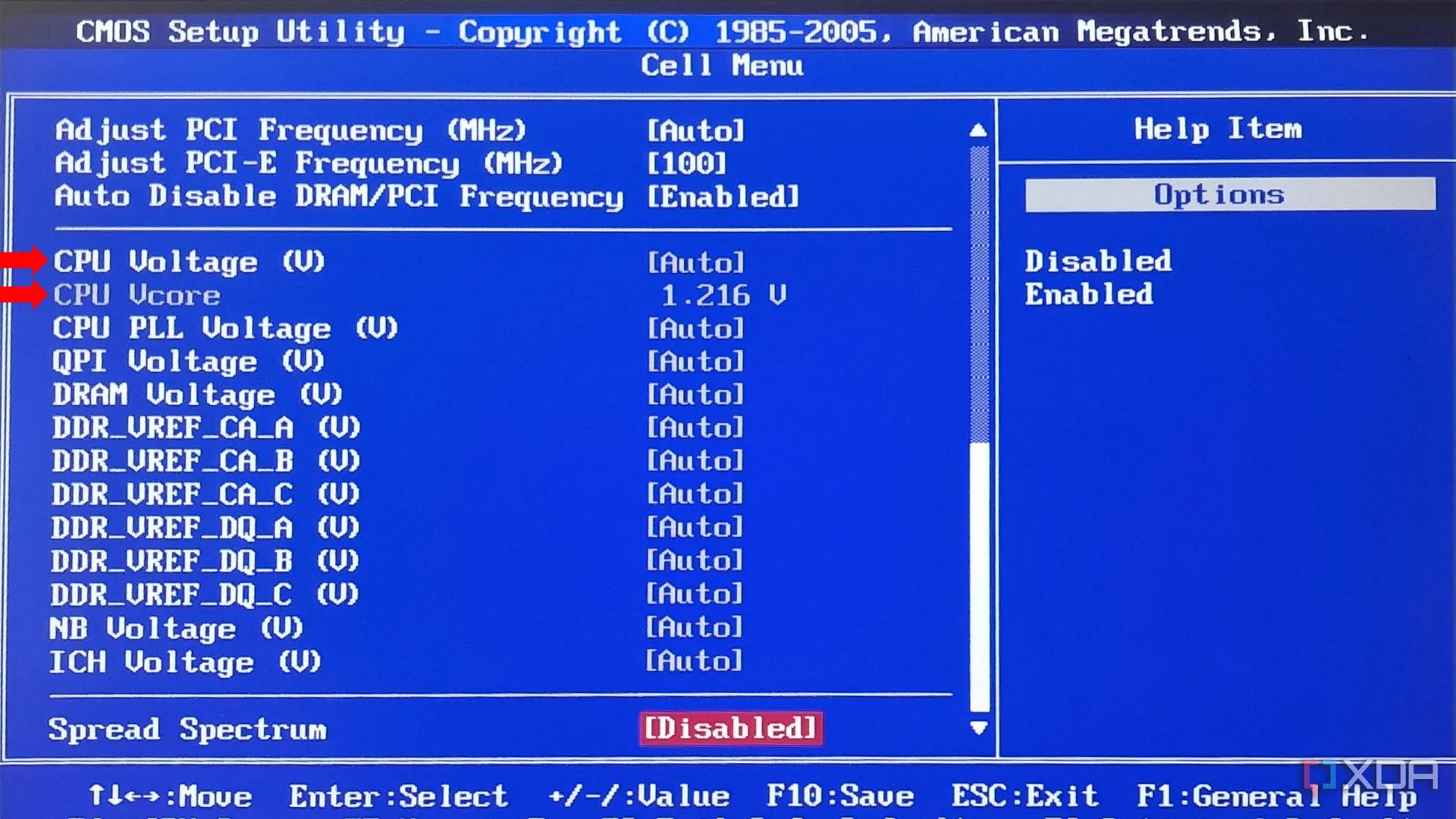 Giao diện tùy chỉnh điện áp CPU trong BIOS, minh họa cách undervolt để giảm nhiệt độ và tối ưu hiệu suất laptop.