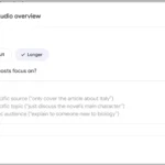 Giao diện tùy chỉnh độ dài podcast Audio Overviews trong Google NotebookLM với các lựa chọn Ngắn hơn, Mặc định và Dài hơn