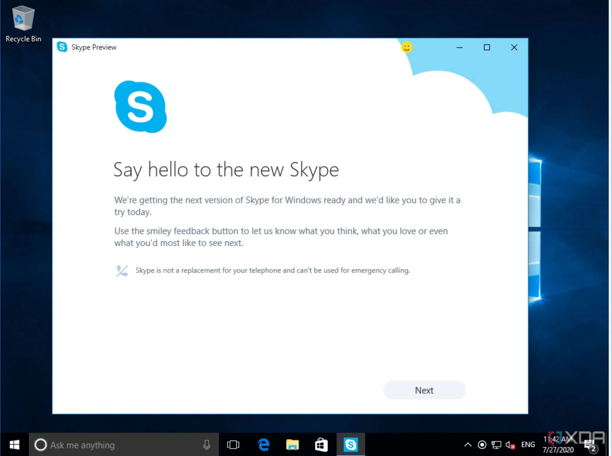 Giao diện ứng dụng Skype UWP trên Windows 10 với thiết kế hiện đại hơn