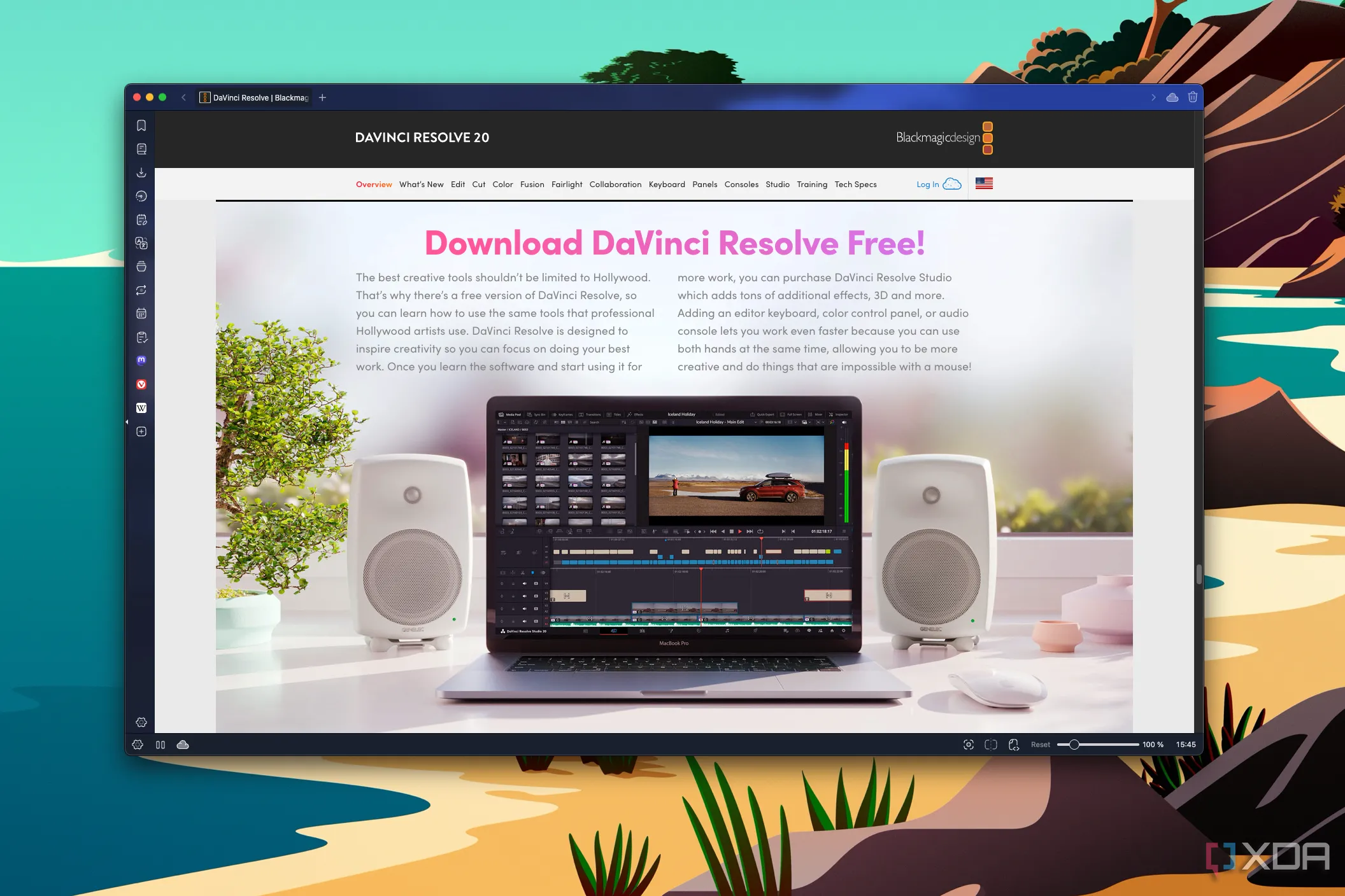 Giao diện website DaVinci Resolve hiển thị tùy chọn tải xuống miễn phí