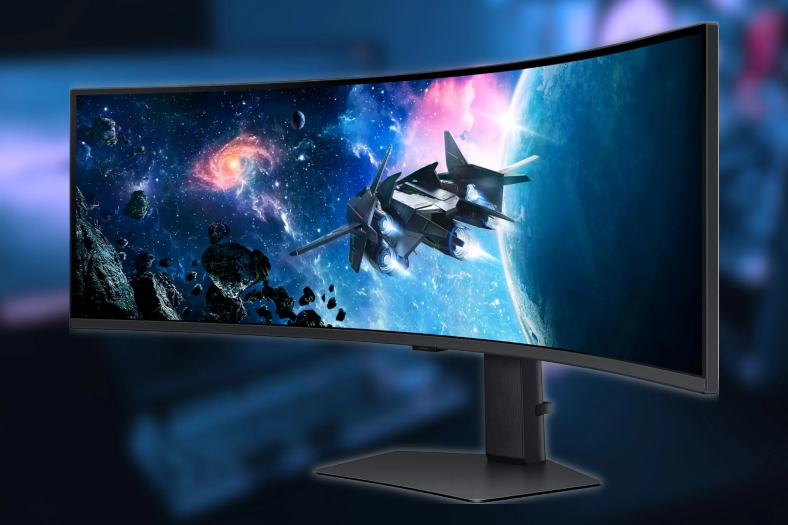 Góc nhìn cận cảnh màn hình gaming Samsung Odyssey G9 49 inch với độ phân giải cao