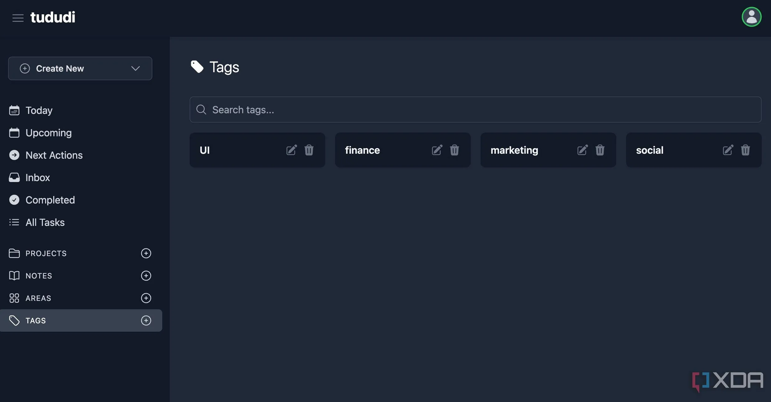 Hệ thống thẻ (tags) linh hoạt trong Tududi để phân loại công việc và ghi chú
