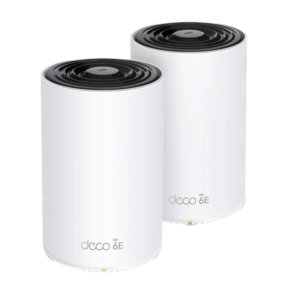 Hệ thống Wi-Fi Mesh TP-Link Deco XE75 AXE5400 với hai thiết bị, mang đến vùng phủ sóng rộng khắp cho gia đình