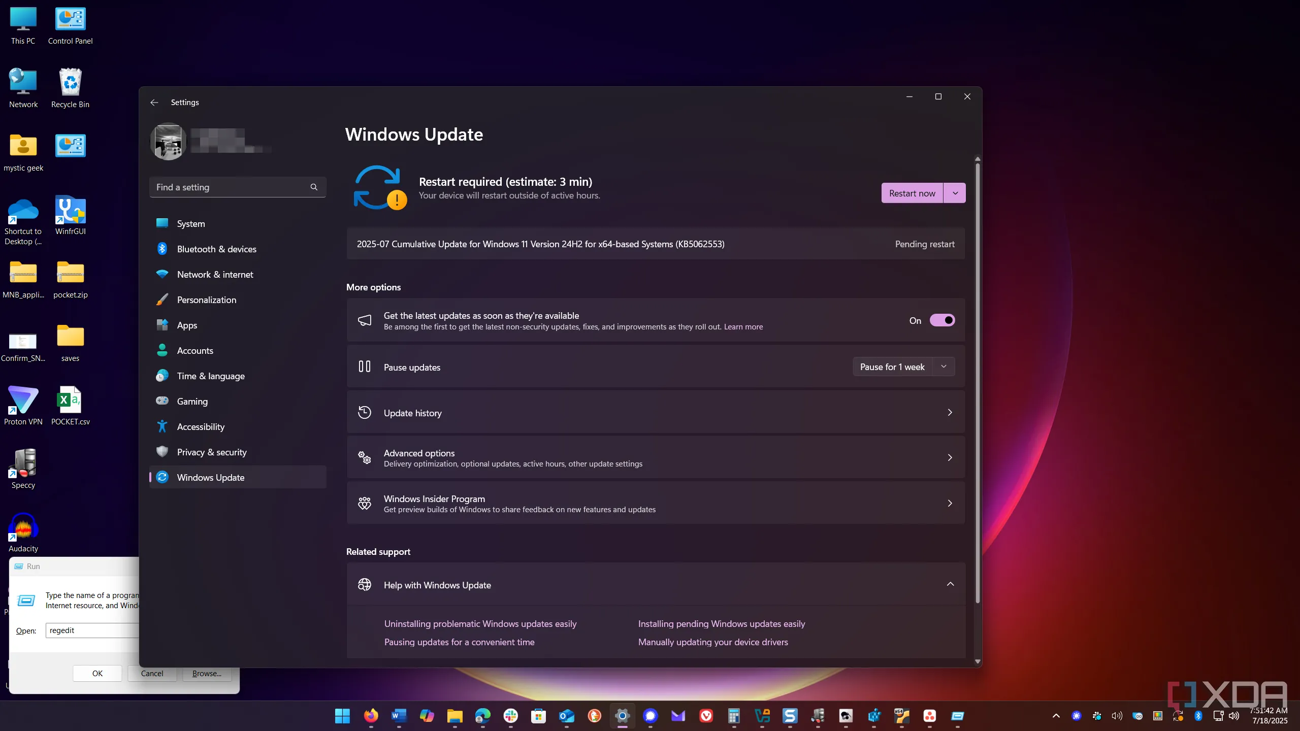 Hiển thị Windows Update trong ứng dụng Cài đặt trên Windows 11