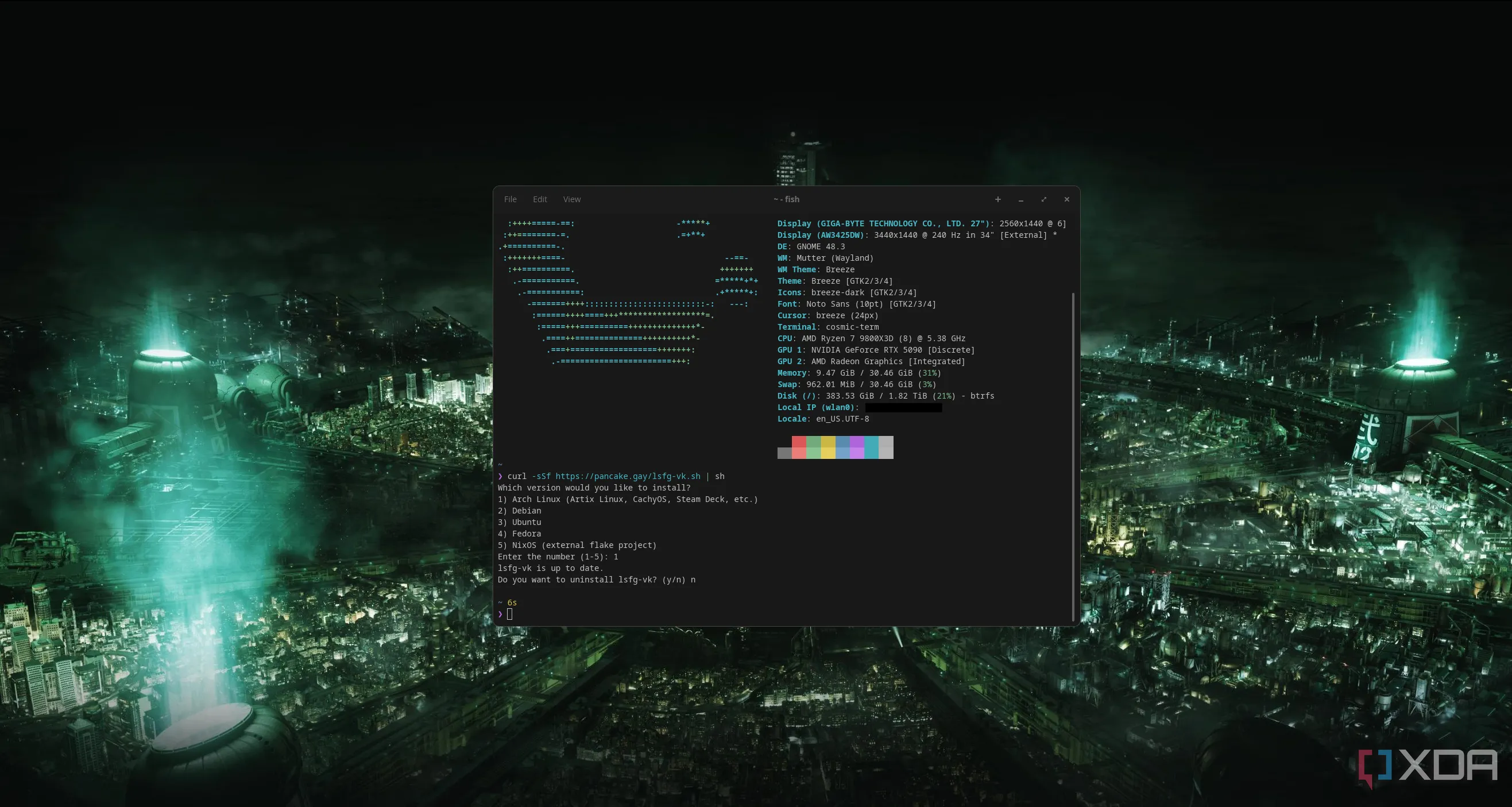 Hình ảnh chụp màn hình hiển thị gameplay mượt mà với tính năng tạo khung hình Lossless Scaling trên Linux