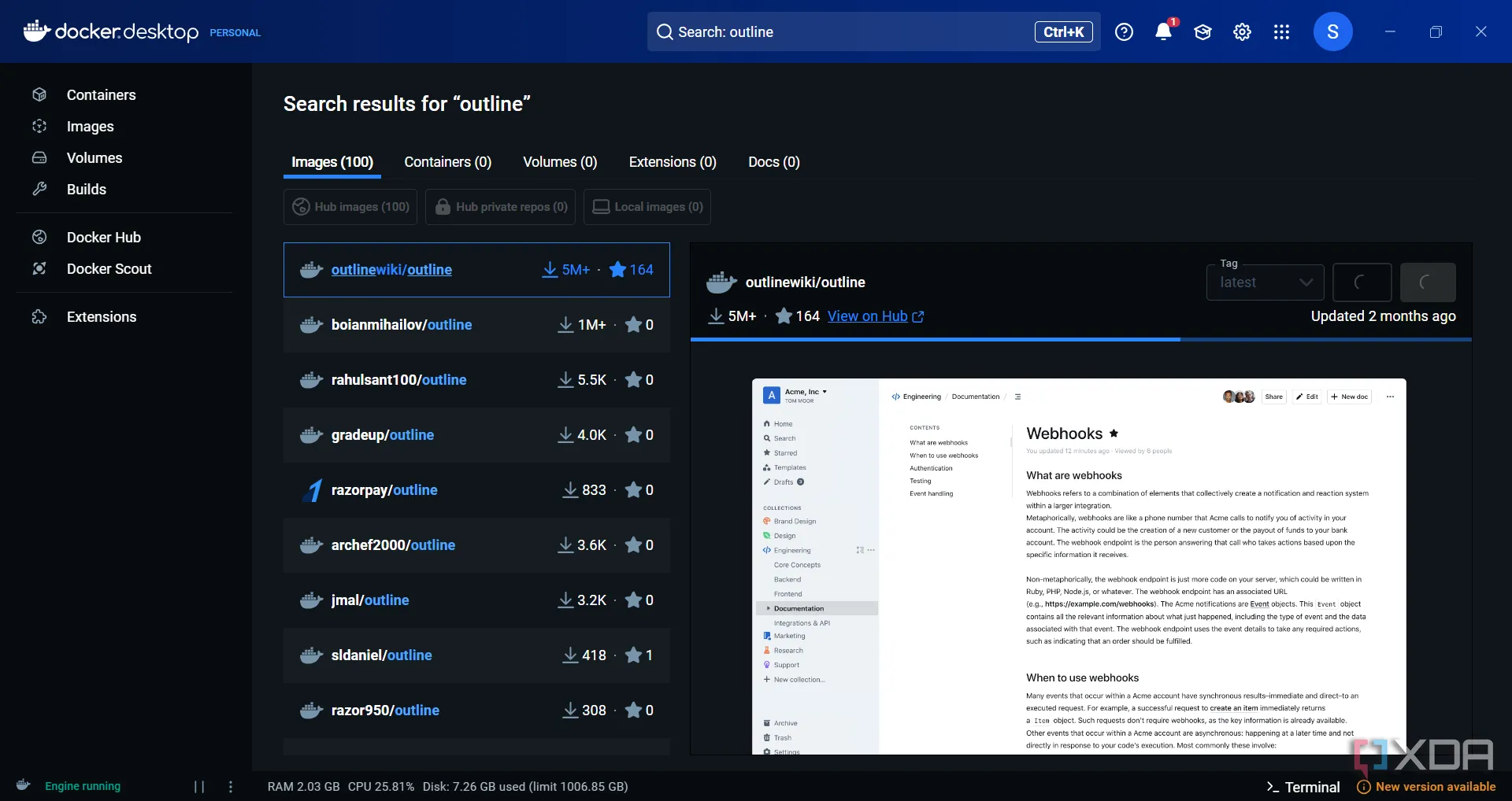 Hình ảnh giao diện Outline sẵn sàng cho việc tự lưu trữ (self-hosting) bằng Docker, minh họa khả năng kiểm soát dữ liệu.