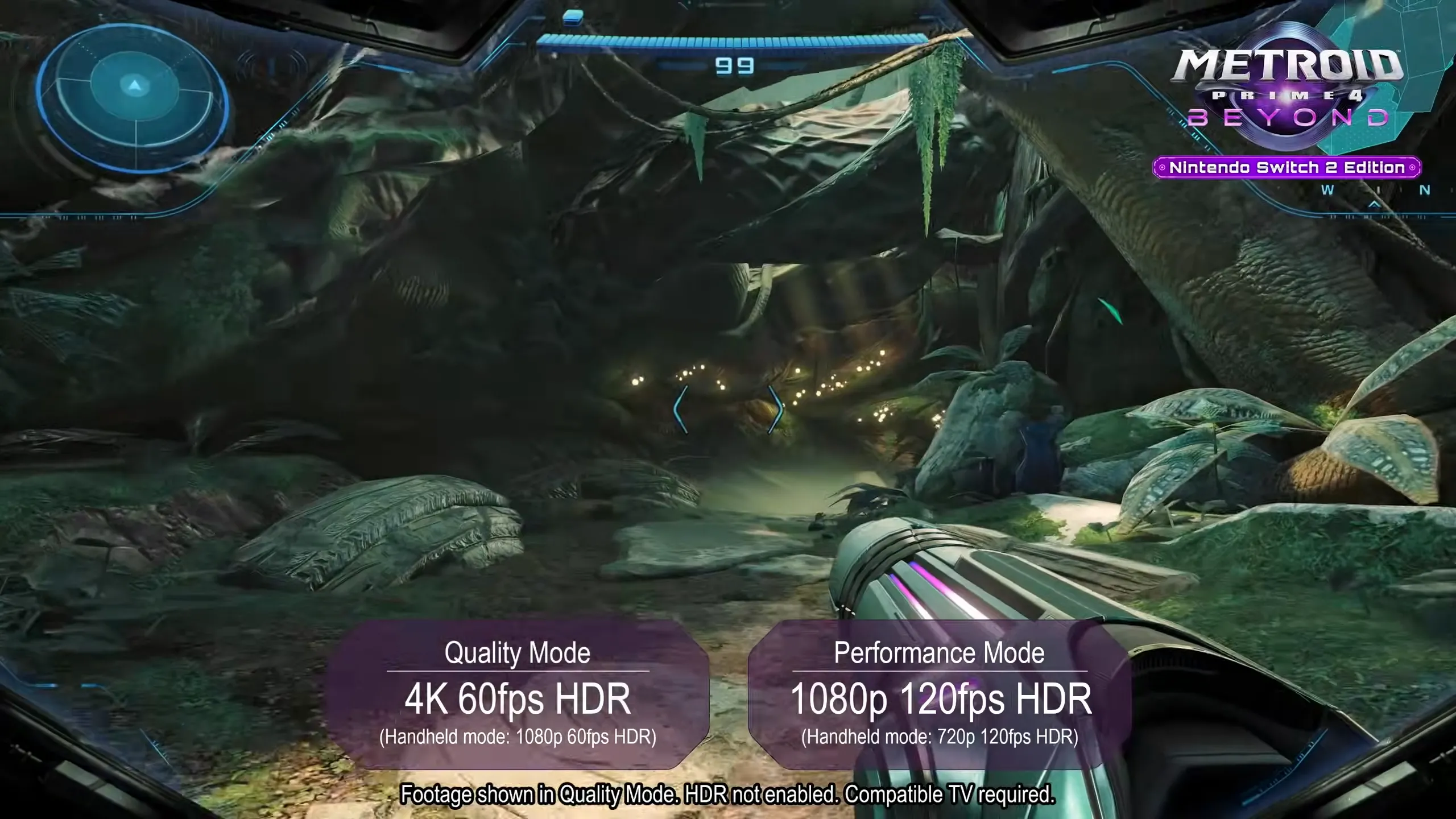 Hình ảnh Metroid Prime 4 chạy trên Nintendo Switch 2 ở chế độ Chất lượng và Hiệu năng