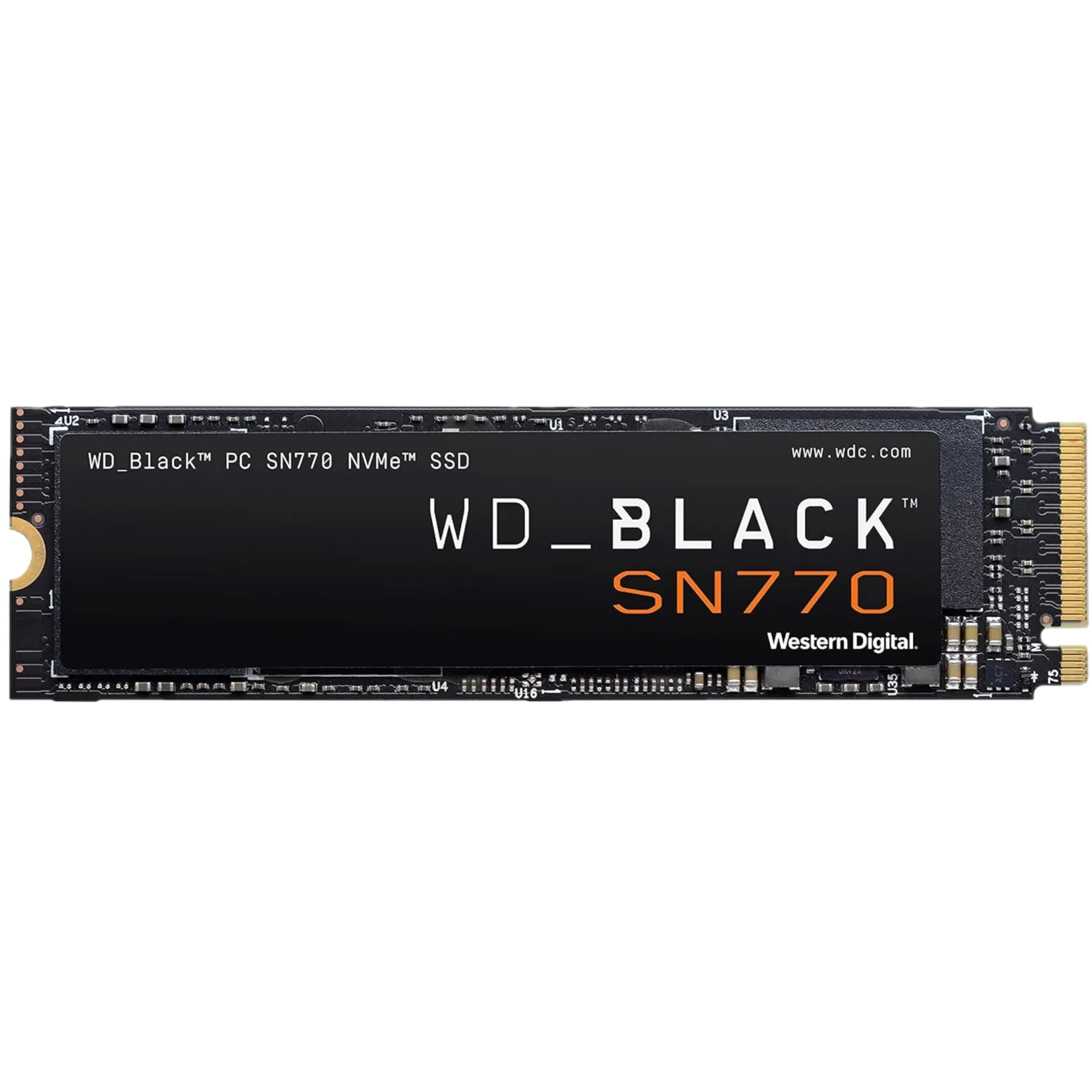 Hình ảnh render trong suốt của ổ cứng SSD NVMe đen WD Black SN770 2TB