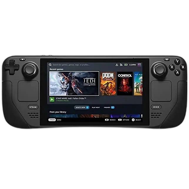 Hình ảnh Steam Deck từ góc nhìn trên cao, minh họa thiết bị chơi game cầm tay mạnh mẽ có khả năng tùy biến cao.