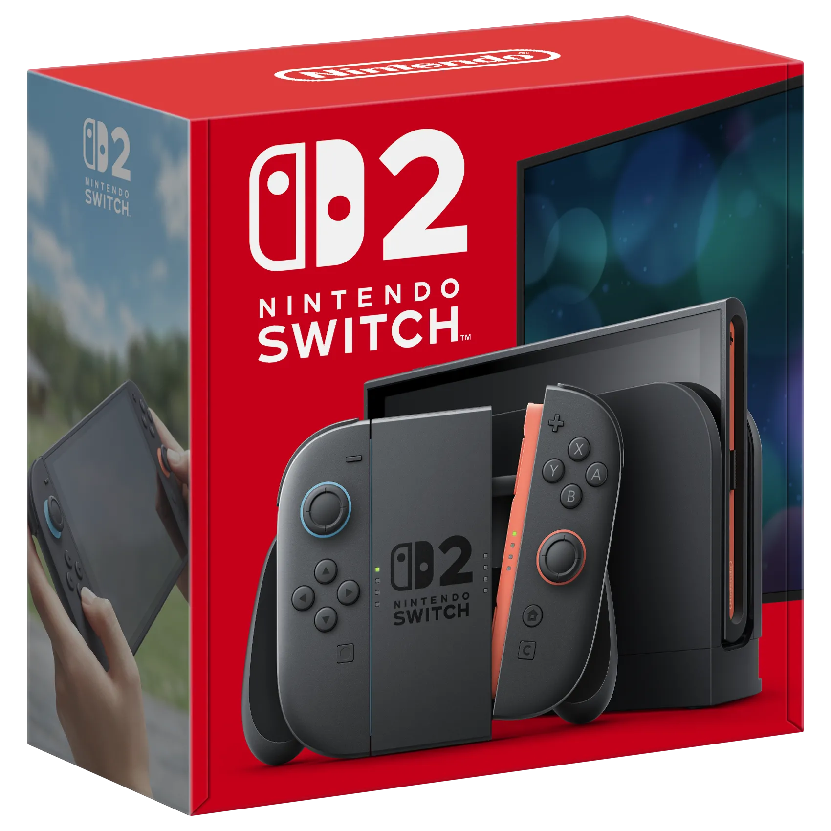Hộp đựng Nintendo Switch 2 với hình ảnh máy console và logo